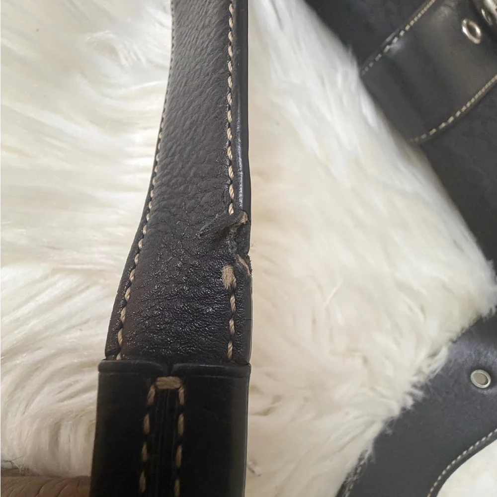 VTG Coach 6818 Soho Demi Shoulder Bag Black Signature C Jacquard Canvas Leather
